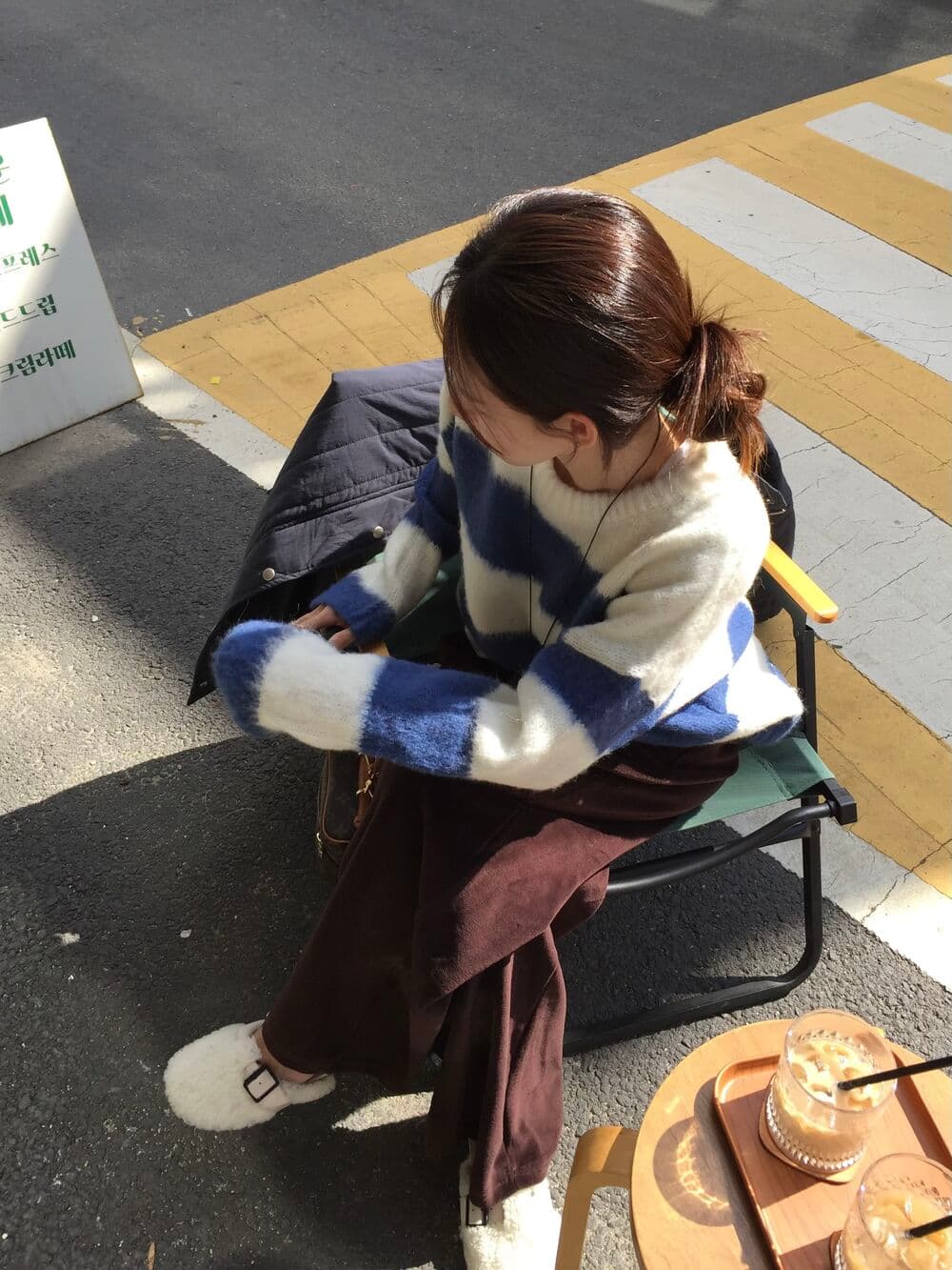 カジュアルコーデ 今季必須アイテム ボーダー柄厚手ニットセーター