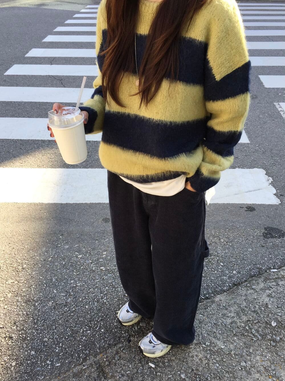 カジュアルコーデ 今季必須アイテム ボーダー柄厚手ニットセーター