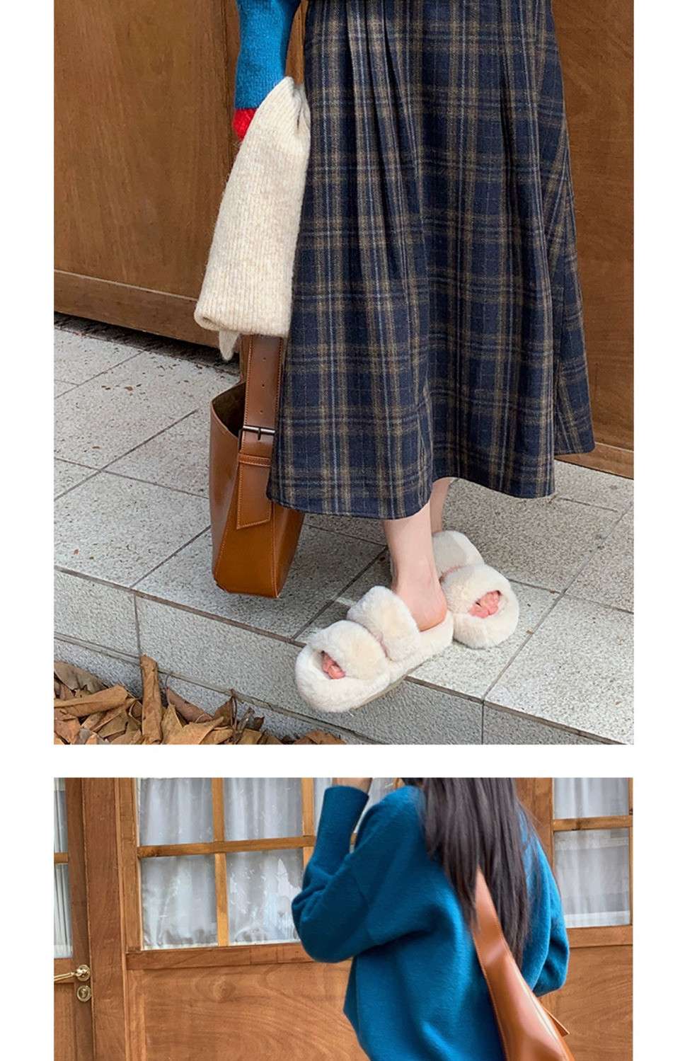 カジュアルコーデ レトロチェックロングスカート