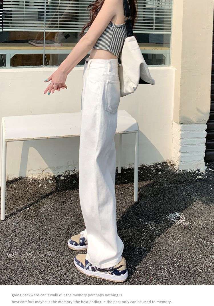 カジュアルコーデ  ゆったりハイウエストストレートパンツ