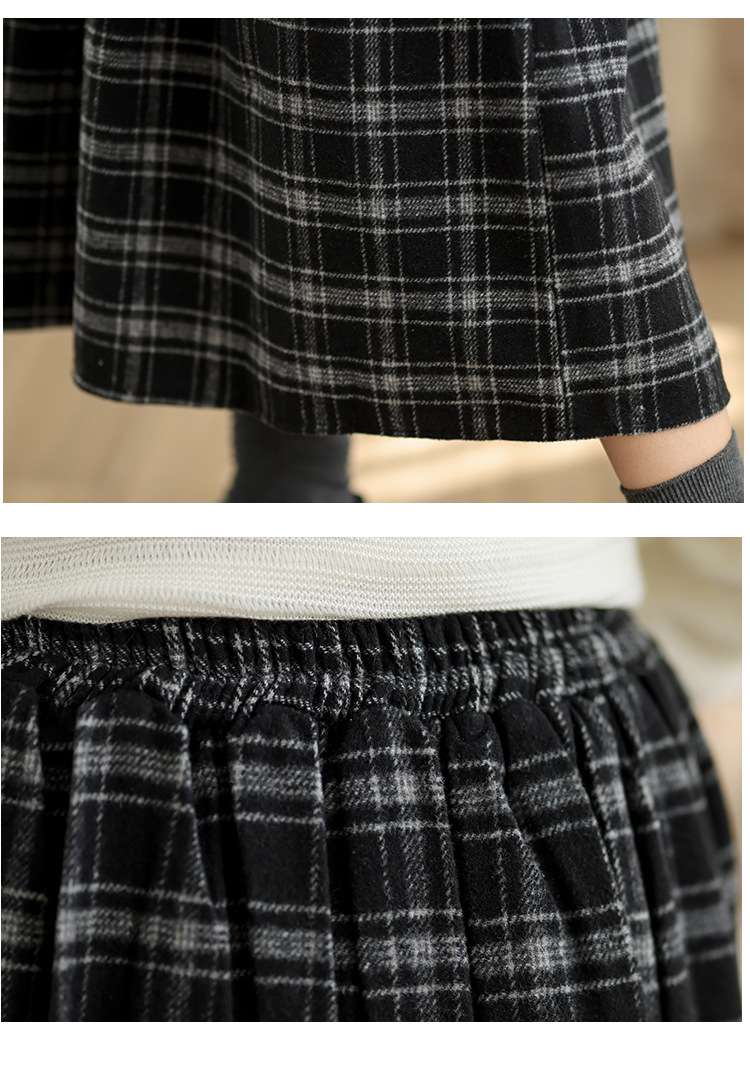 カジュアルコーデ 秋冬チェック柄プリーツロングスカート