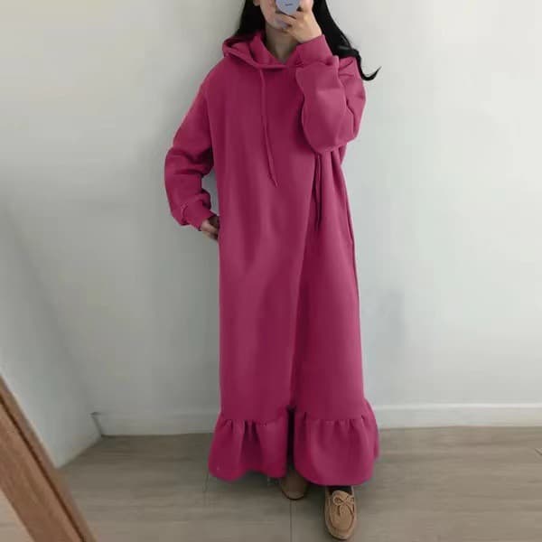 カジュアルコーデ 秋冬新作フード付きワンピース体型カバー上品女性用