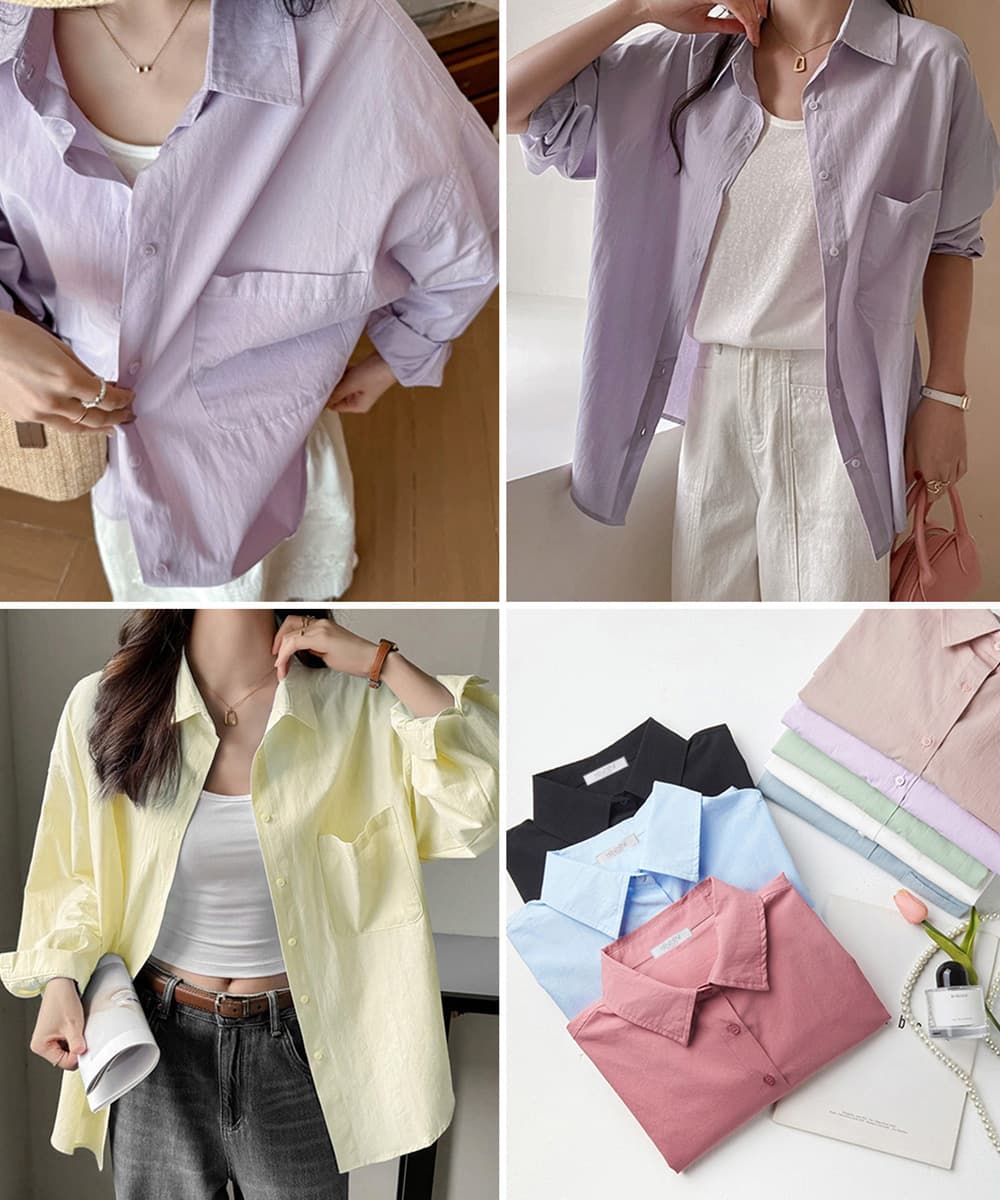 カジュアルコーデ レディース オーバーサイズ 長袖シャツ 全9色