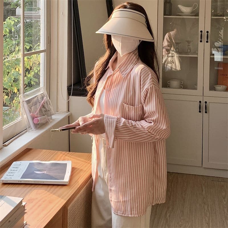 カジュアルコーデ カジュアルコーデ 爽やか縦縞オーバーサイズシャツ