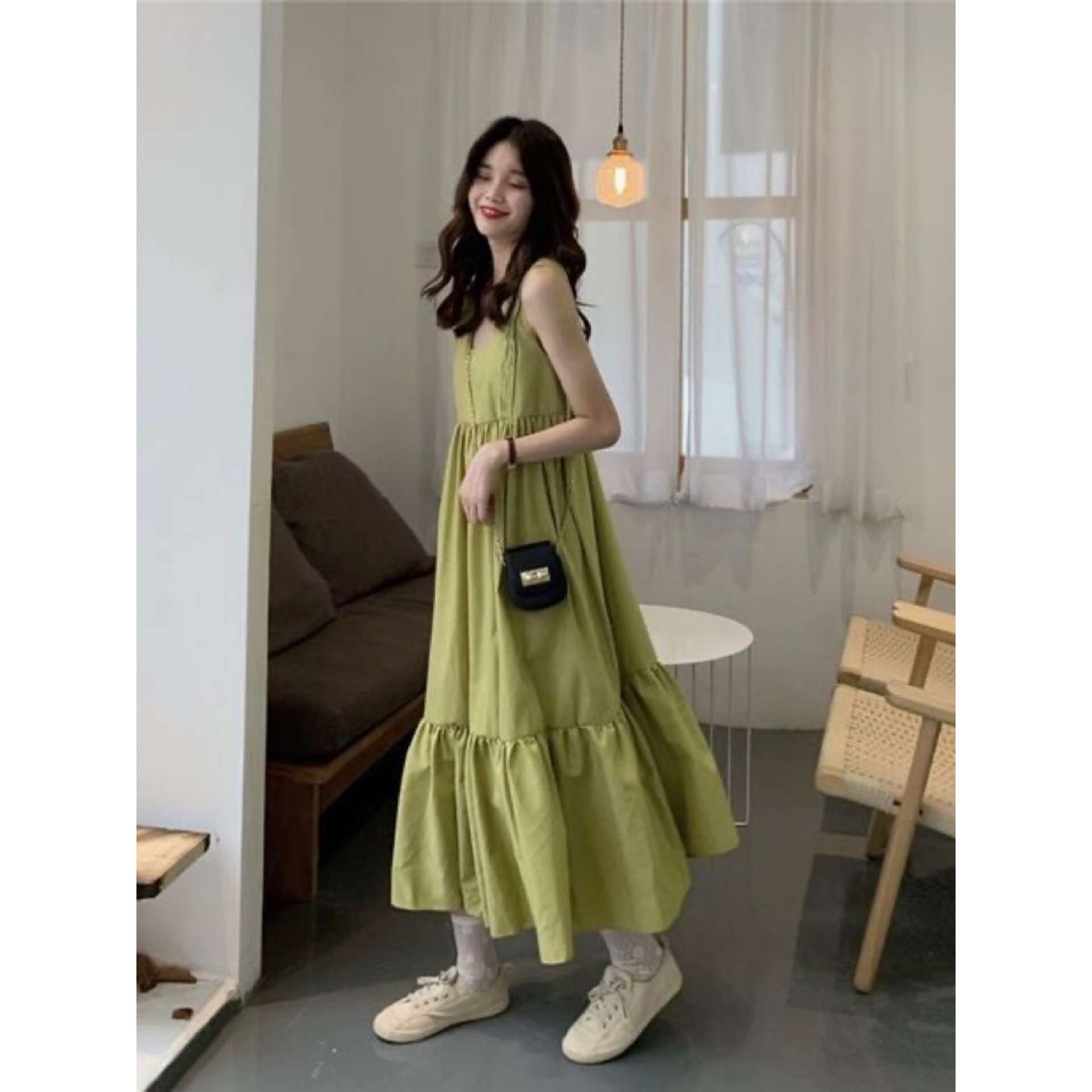 カジュアルコーデ  ティアードフリルマキシワンピース