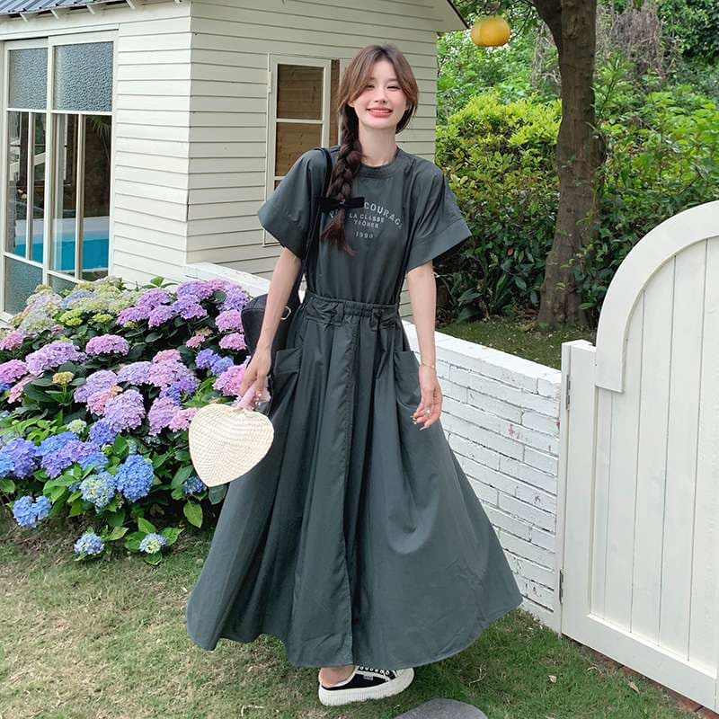カジュアルコーデ  ゆったりカジュアルロングワンピース