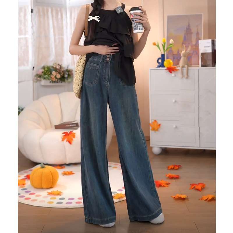 カジュアルコーデ  ワイドレッグデニムパンツ 秋冬カジュアル