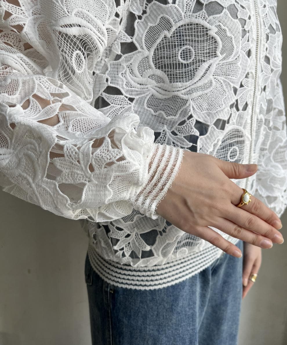 カジュアルコーデ 2025春夏 レース刺繍ジャケット 透け感 大人カジュアル