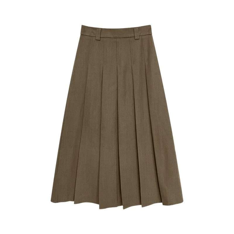 カジュアルコーデ  プリーツロングフレアスカート