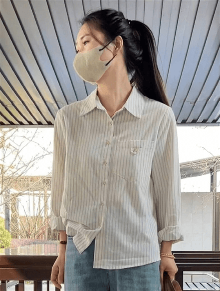 カジュアルコーデ  ストライプオーバーサイズシャツ