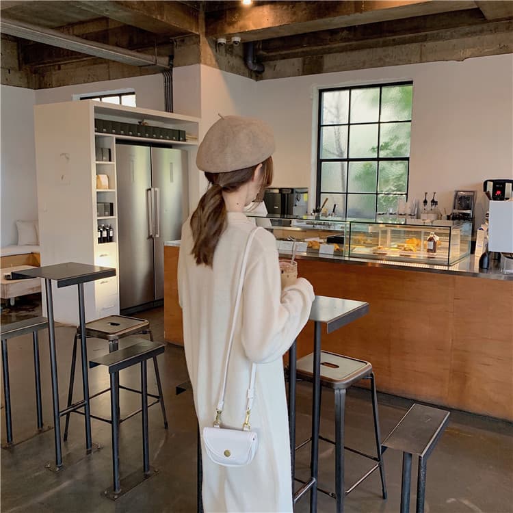カジュアルコーデ ニットワンピース 長袖 ロング丈 体型カバー ゆったり