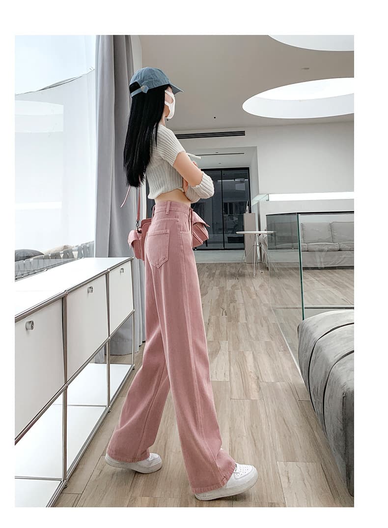 カジュアルコーデ ハイウエストワイドデニムパンツ