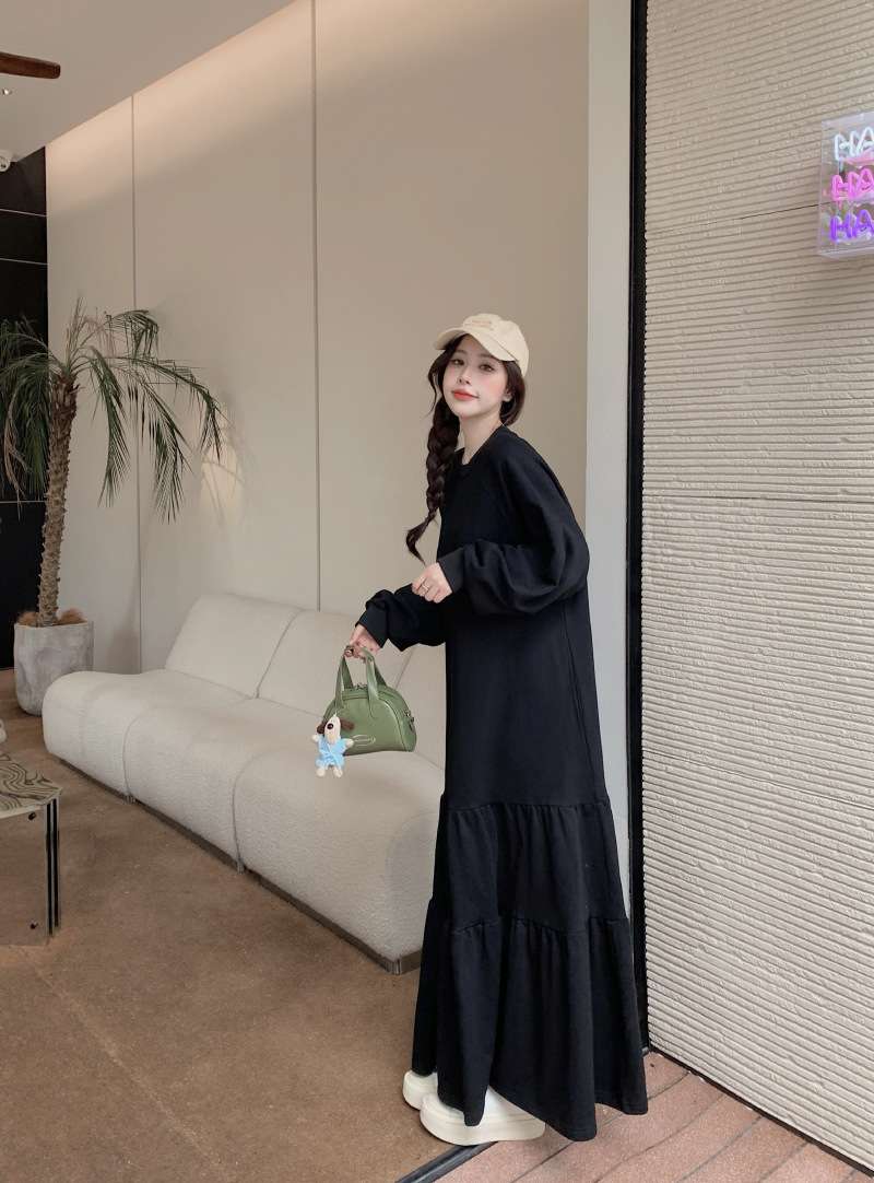 カジュアルコーデ ティアードロングワンピース