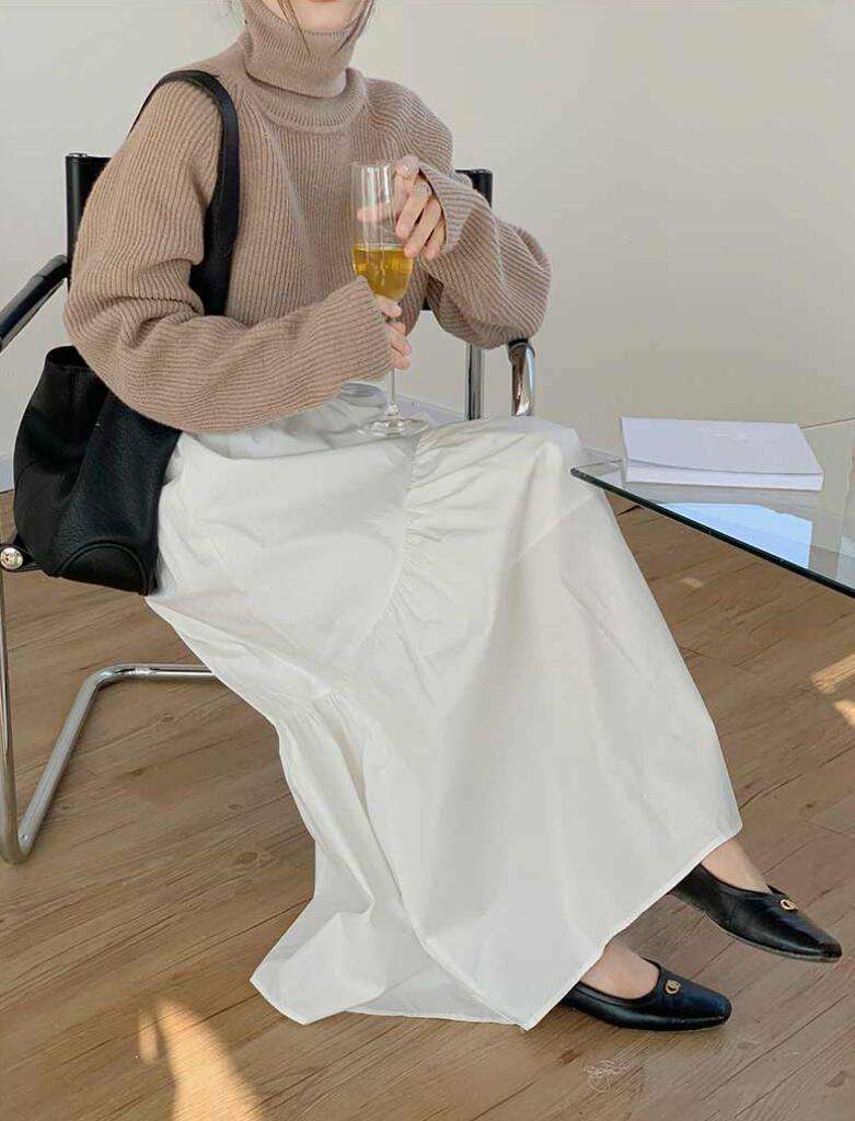 カジュアルコーデ  ティアードロングスカート