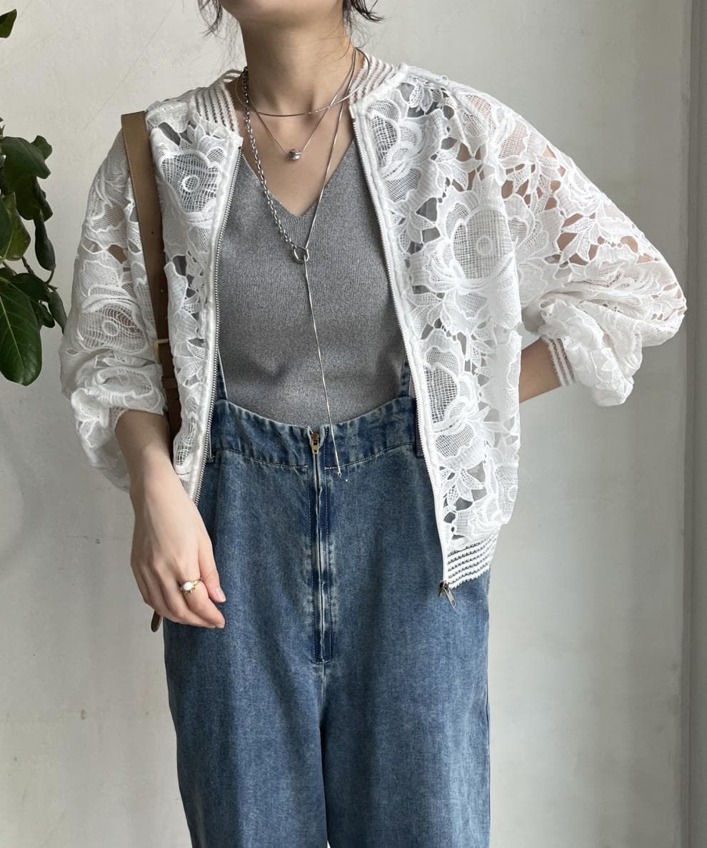 カジュアルコーデ 2025春夏 レース刺繍ジャケット 透け感 大人カジュアル
