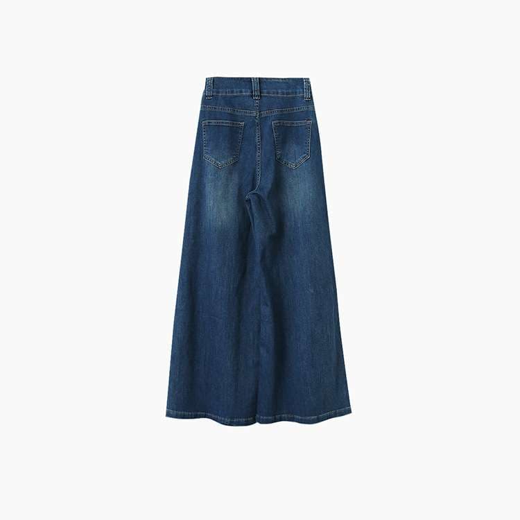 カジュアルコーデ  ハイウエストワイドレッグデニムパンツ