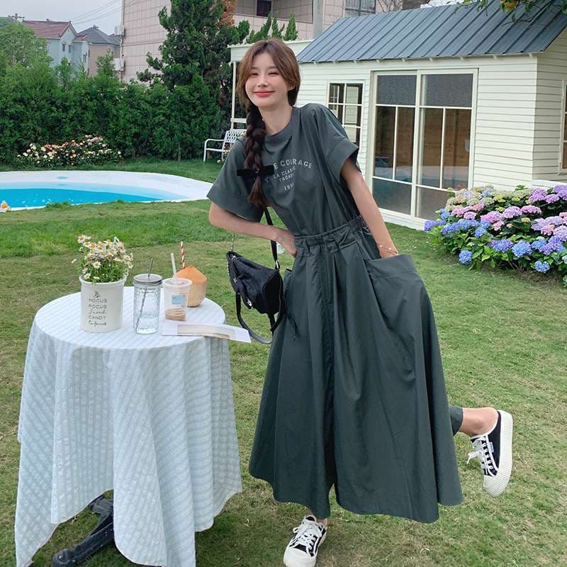 カジュアルコーデ  ゆったりカジュアルロングワンピース