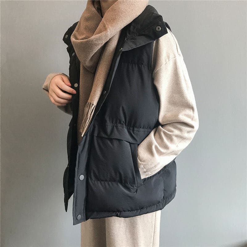 カジュアルコーデ 秋冬新作 女性用中綿ベストジャケット 防寒軽量キルティング