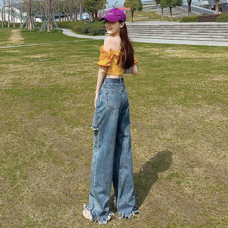カジュアルコーデ デニムスカート付きワイドパンツ