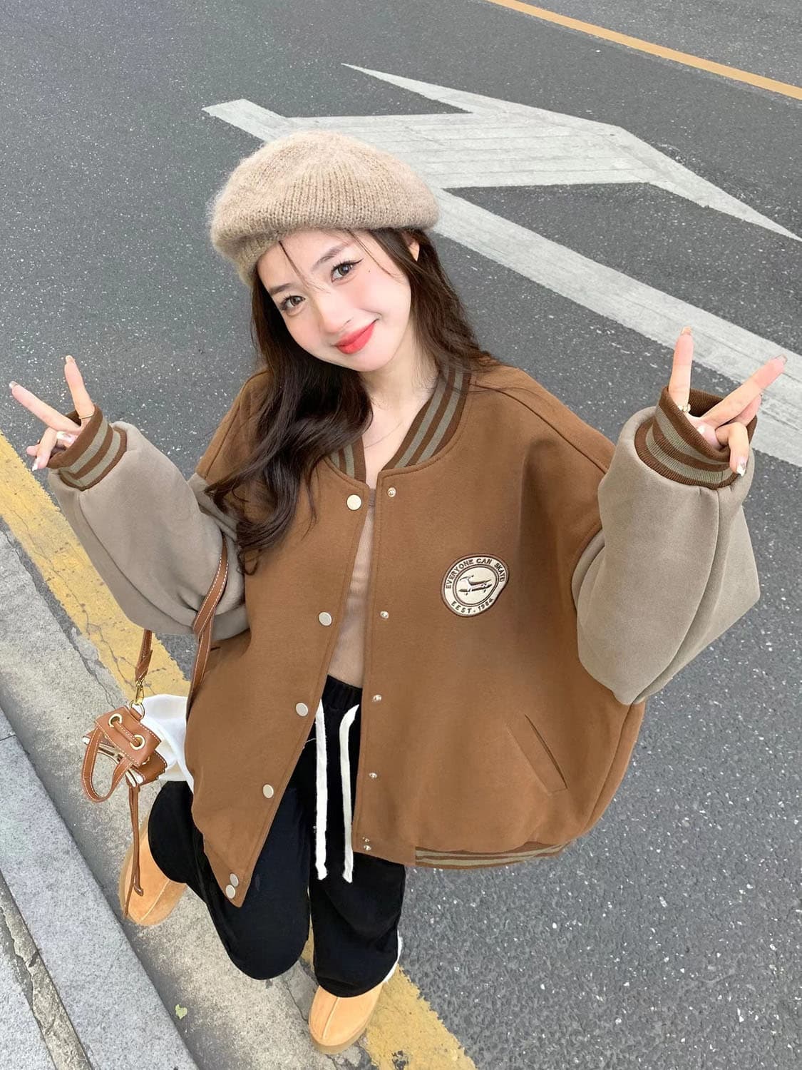 カジュアルコーデ レディース ゆったり スタジャン ジャケット 春秋冬対応