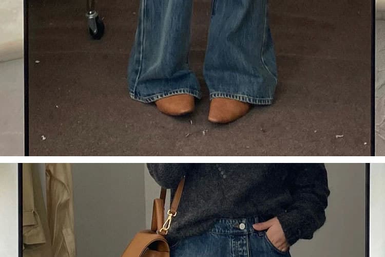 カジュアルコーデ 美脚効果抜群ベルボトムデニムパンツ