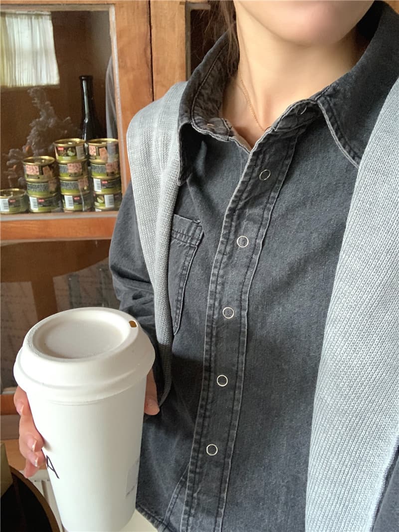 カジュアルコーデ 春新作 レトロ風 デニムシャツ ニットベスト セット