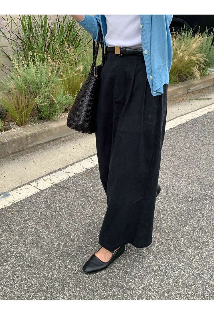 カジュアルコーデ ロングマキシ丈リネン混スカート